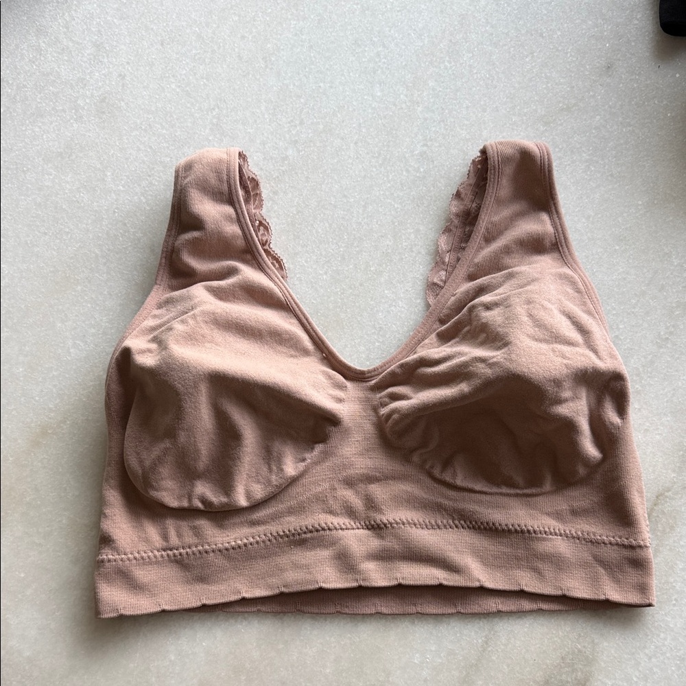Wireless Scoop Neck Bra - Mauve Pink